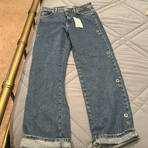 Zara new with tag jeans with metallic details size 8